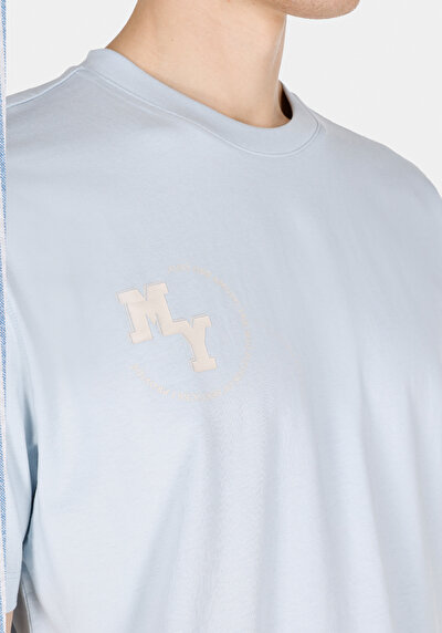 Image de T-shirt À Manches Courtes Bleu Comfort Fit Droit Homme