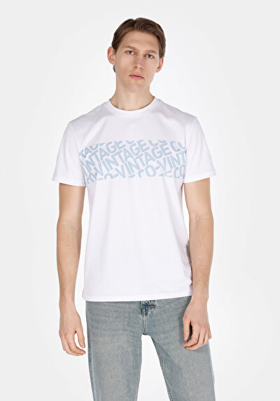 Image de T-shirt À Manches Courtes Blanc Regular Fit Droit Homme