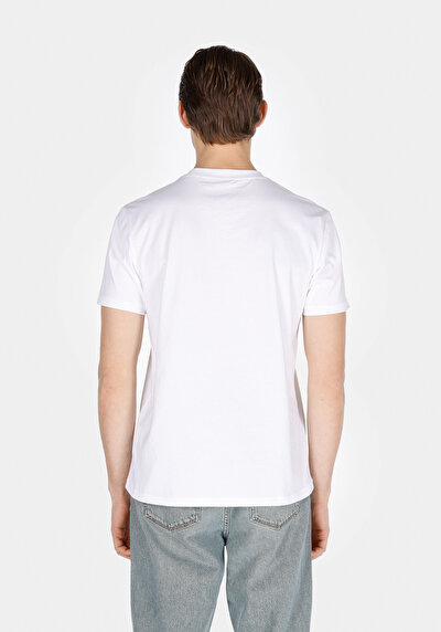 Image de T-shirt À Manches Courtes Blanc Regular Fit Droit Homme
