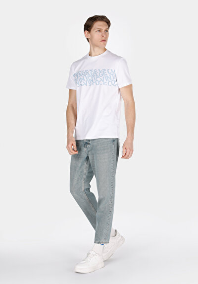 Image de T-shirt À Manches Courtes Blanc Regular Fit Droit Homme