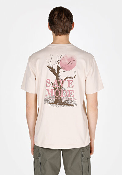Image de T-shirt À Manches Courtes Beige Comfort Fit Droit Homme