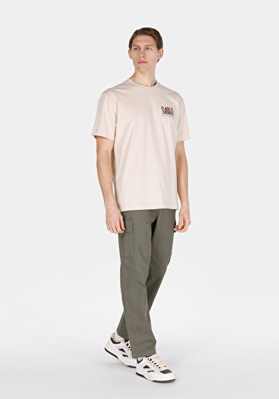 Image de T-shirt À Manches Courtes Beige Comfort Fit Droit Homme