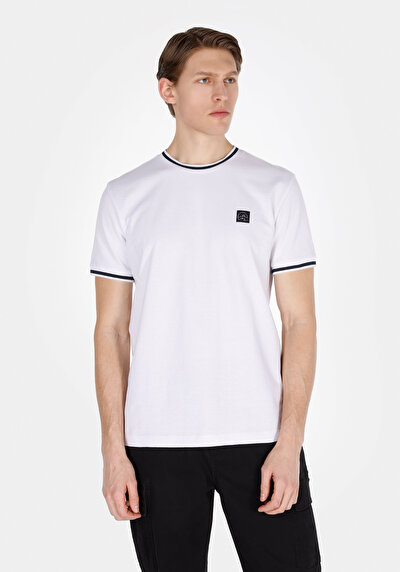 Image de T-shirt À Manches Courtes Blanc Regular Fit Jakarli Homme