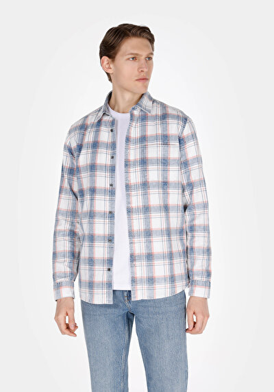 Image de Chemise À Manches Longues Multicolou Regular Fit Plaid Popeline Homme