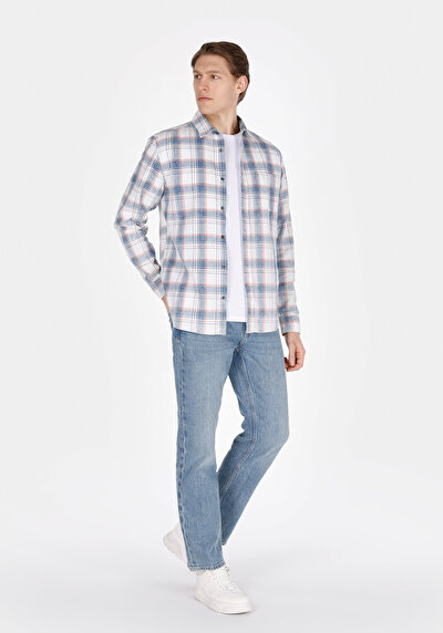 Image de Chemise À Manches Longues Multicolou Regular Fit Plaid Popeline Homme