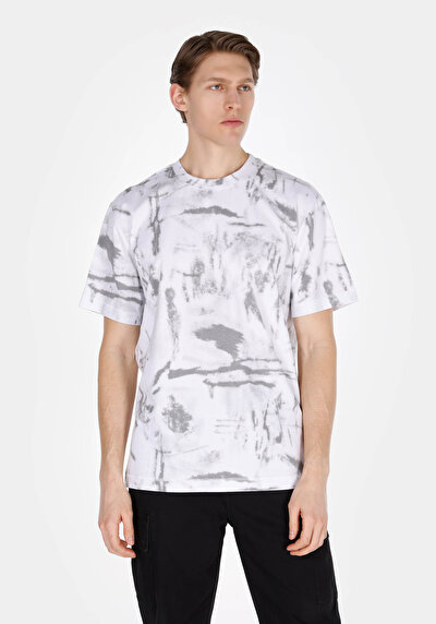 Image de T-shirt À Manches Courtes Blanc Comfort Fit Imprimé Homme