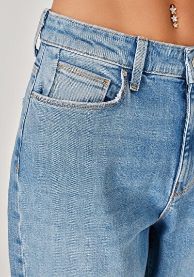 Image de 896  Maria Pantalon Bleu   En  Mom Fit Femme