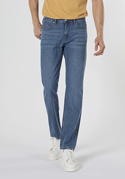 Image de 045 David Pantalon Bleu Straight Leg En Regular Fit Homme