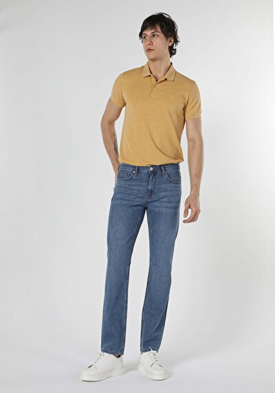 Image de 045 David Pantalon Bleu Straight Leg  En  Regular Fit Homme