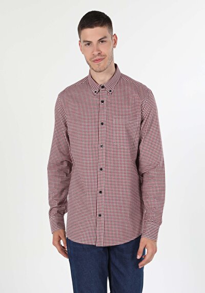 Image de Chemise À Manches Longues Bordeaux Regular Fit   Homme
