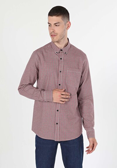 Image de Chemise À Manches Longues Bordeaux Regular Fit   Homme