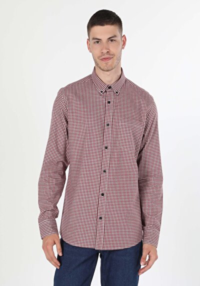 Image de Chemise À Manches Longues Bordeaux Regular Fit   Homme