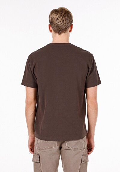 Image de T-shirt À Manches Courtes Marron Comfort Fit Droit Homme