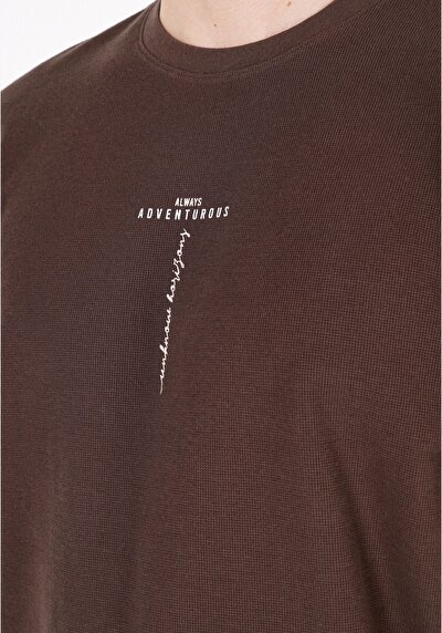 Image de T-shirt À Manches Courtes Marron Comfort Fit Droit Homme