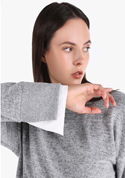 Image de T-shirt À Manches Longues Gris Slim Fit  Femme