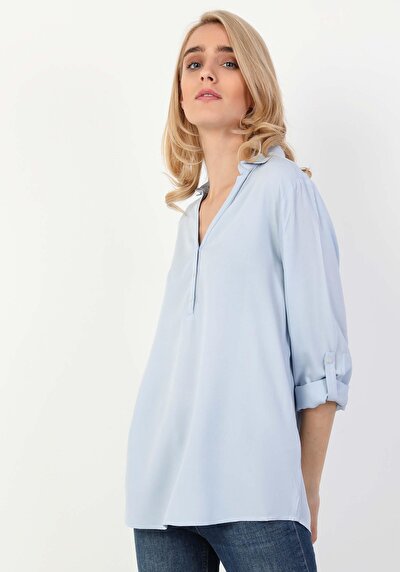 Afficher les détails de Chemise À Manches Longues Bleu Regular Fit   Femme