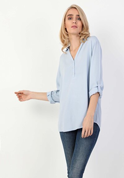 Image de Chemise À Manches Longues Bleu Regular Fit Femme