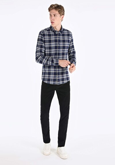 Image de Chemise À Manches Longues Marine    Homme