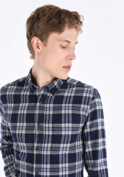 Image de Chemise À Manches Longues Marine    Homme