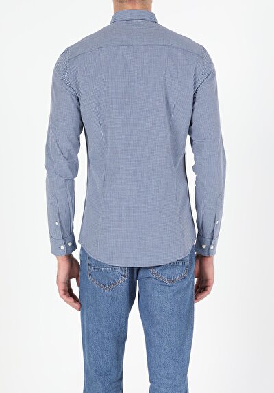 Image de Chemise À Manches Longues Bleu Slim Fit   Homme