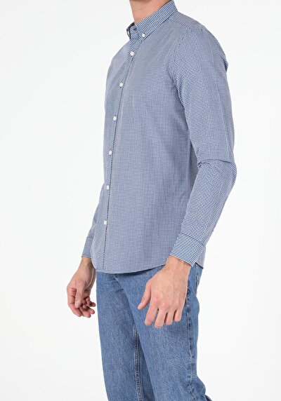 Image de Chemise À Manches Longues Bleu Slim Fit Homme