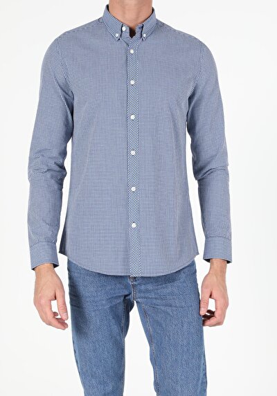 Image de Chemise À Manches Longues Bleu Slim Fit   Homme