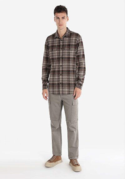 Afficher les détails de Chemise À Manches Longues Marron    Homme