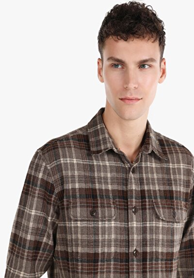 Afficher les détails de Chemise À Manches Longues Marron    Homme
