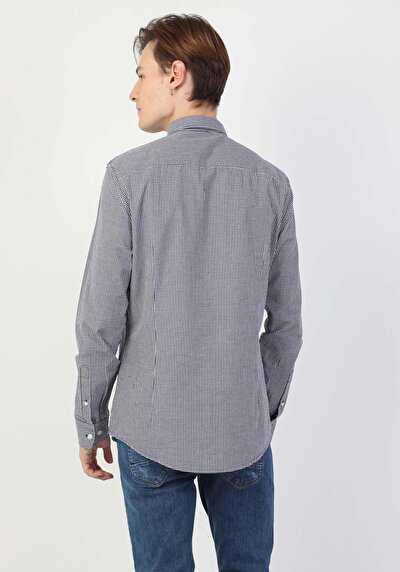 Image de Chemise À Manches Longues Marine Slim Fit Homme
