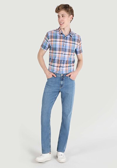 Image de 045 David Pantalon Bleu   En  Regular Fit Homme