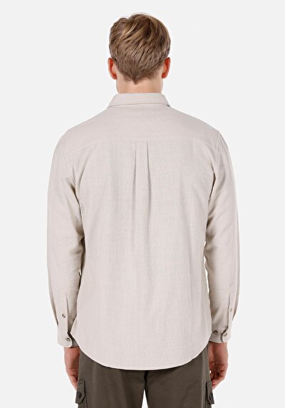 Image de Chemise À Manches Longues Blanc Regular Fit Droit Ratière Homme