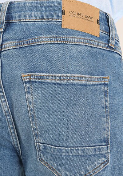 Image de 045 David Pantalon Bleu Straight Leg Medium Rise En  Regular Fit Homme