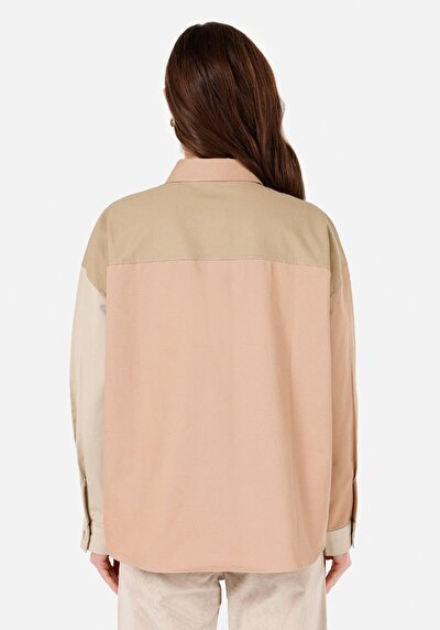 Image de Chemise À Manches Longues Vert Regular Fit Droit Gabardine Femme