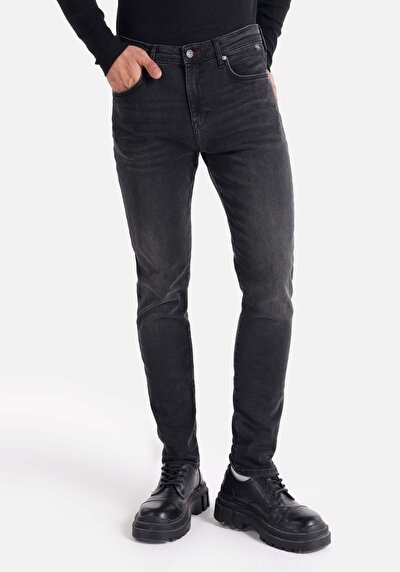 Afficher les détails de 035 Ryan Pantalon Noir Skinny  Leg High Rise En  Skinny Fit Homme