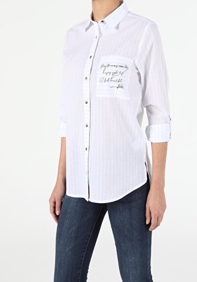 Image de Chemise À Manches Longues Blanc Regular Fit Femme