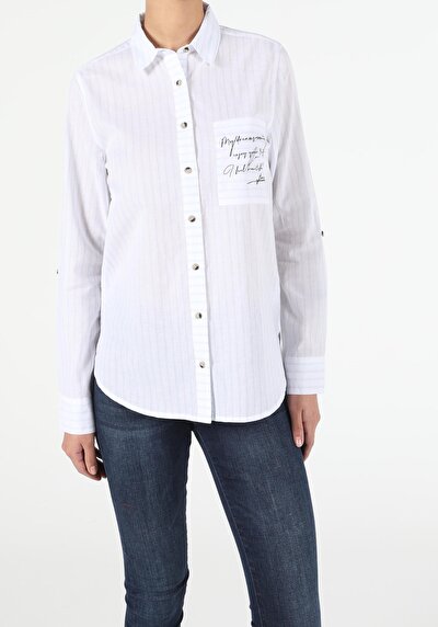 Image de Chemise À Manches Longues Blanc Regular Fit Femme