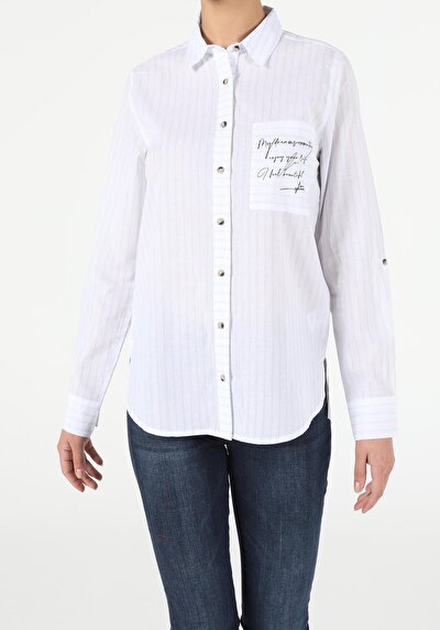 Image de Chemise À Manches Longues Blanc Regular Fit Femme