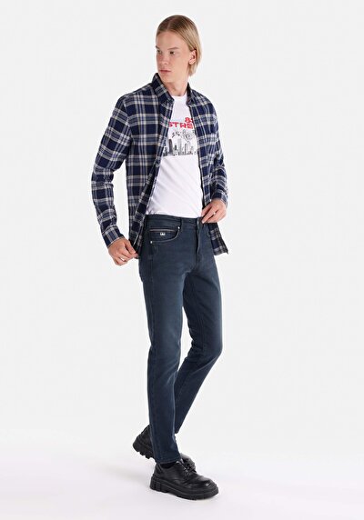Image de 041 Danny Pantalon Bleu Foncé Slim Leg Low Rise En Slim Fit Homme