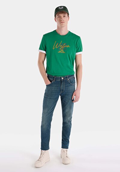 Image de 041 Danny Pantalon Bleu Slim Leg Low Rise En  Slim Fit Homme