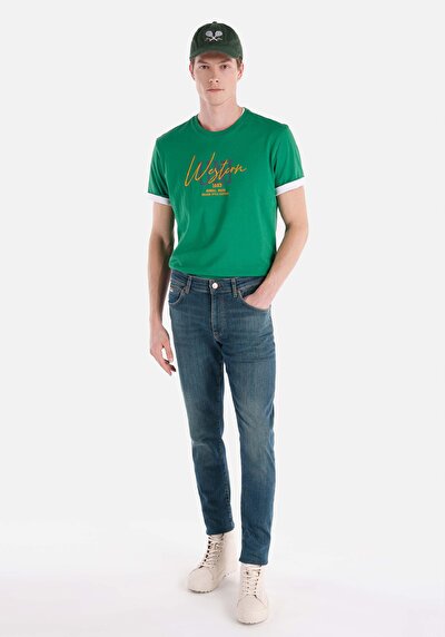 Image de 041 Danny Pantalon Bleu Slim Leg Low Rise En Slim Fit Homme
