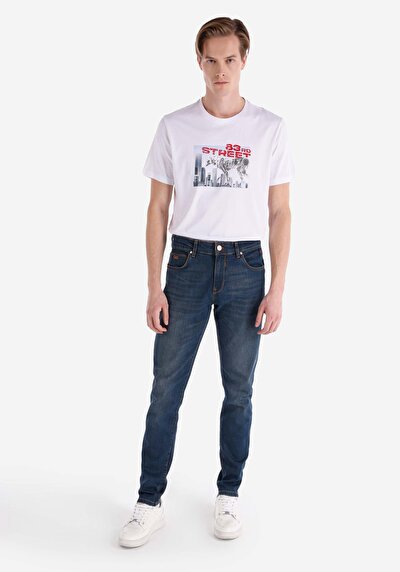 Image de 041 Danny Pantalon Bleu Slim Leg Low Rise En  Slim Fit Homme