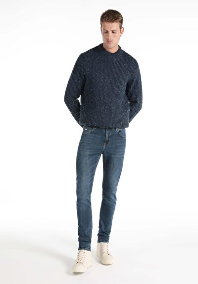 Image de 041 Danny Pantalon Bleu Foncé Slim Leg Low Rise En Slim Fit Homme