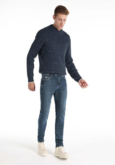 Image de 041 Danny Pantalon Bleu Foncé Slim Leg Low Rise En Slim Fit Homme