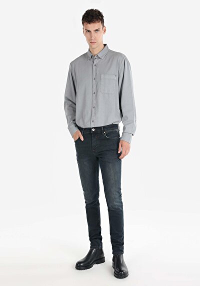 Image de 041 Danny Pantalon Bleu Foncé Slim Leg Low Rise En Slim Fit Homme
