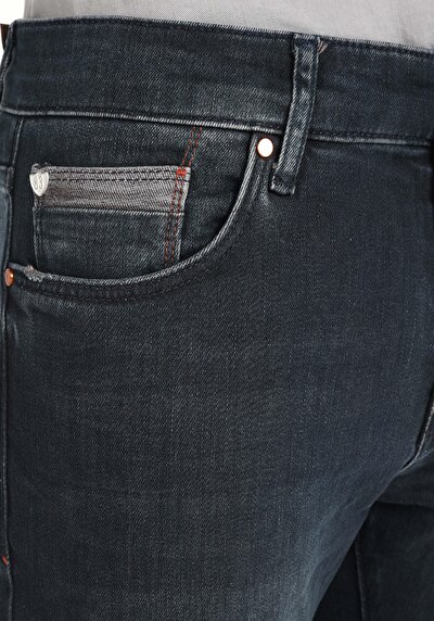 Image de 041 Danny Pantalon Bleu Foncé Slim Leg Low Rise En  Slim Fit Homme