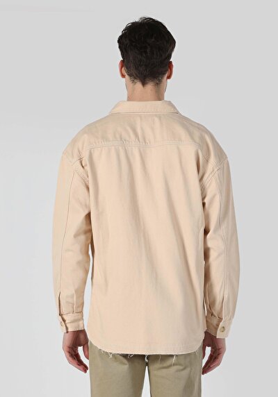 Image de Shırt À Manches Longues Beige Oversize Fit Homme