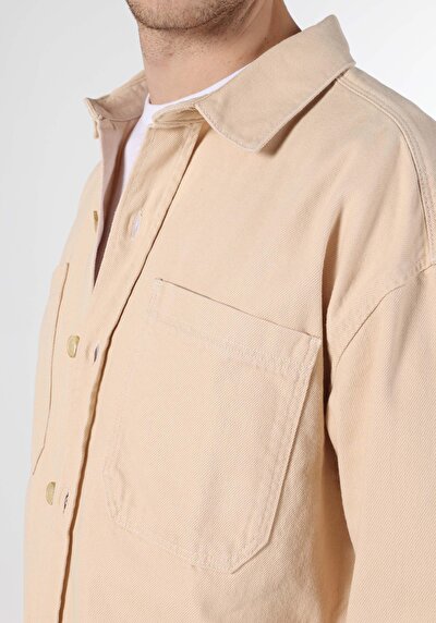 Afficher les détails de Shırt À Manches Longues Beige Oversize Fit   Homme