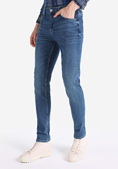 Image de 044 Karl Pantalon Bleu Straight Leg Low Rise En Straight Fit Homme