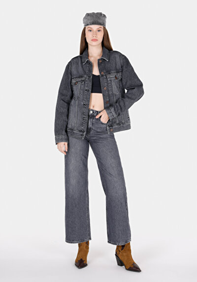 Image de 970 Berry Pantalon Wide Leg High Rise En Jean Regular Fit Femme