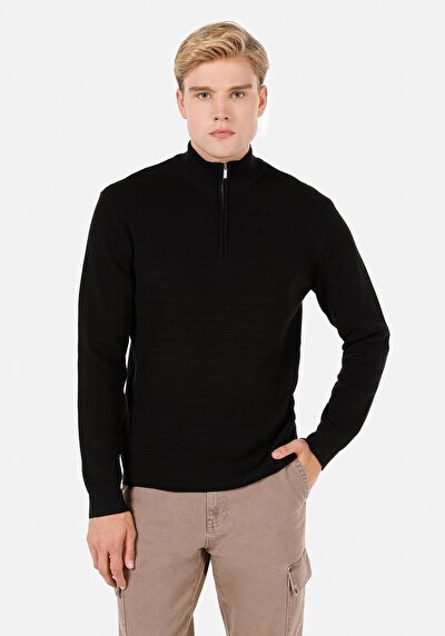 Image de Pull Noir Regular Fit Manches Longues Homme